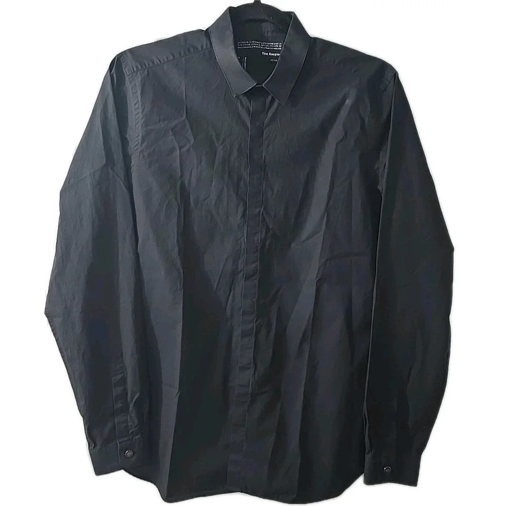 The Kooples Men's Fitted‎ Black Long Sleeve Button Up Dress Shirt Size Medium